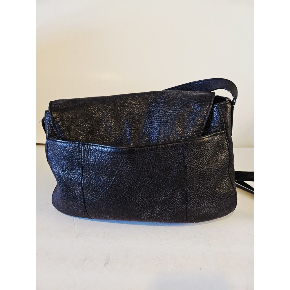 Lucky Brand Kingston Flap Crossbody Bag Black Pebbled Leather Woven Boho - Picture 5 of 8